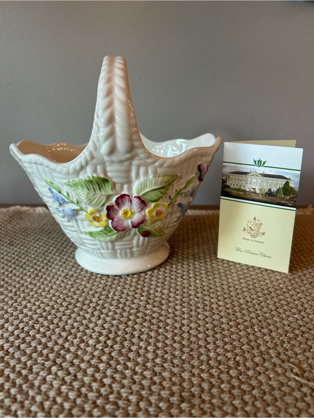 Belleek Irish Porcelain Springtime Basket / St. Patrick’s Day - Made In Ireland